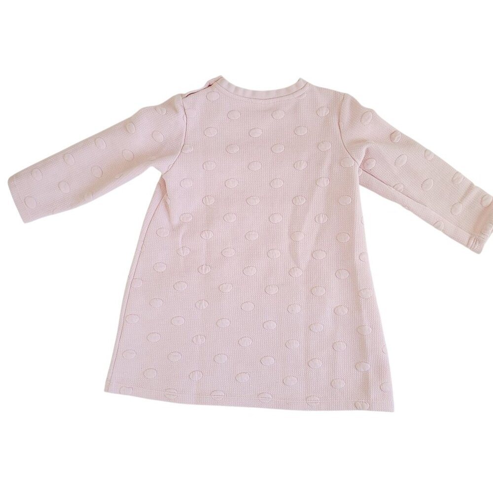 H&M Girls Pink Textured Polka Dot Long Sleeve Dress Size 2-3Y - Picture 2 of 11